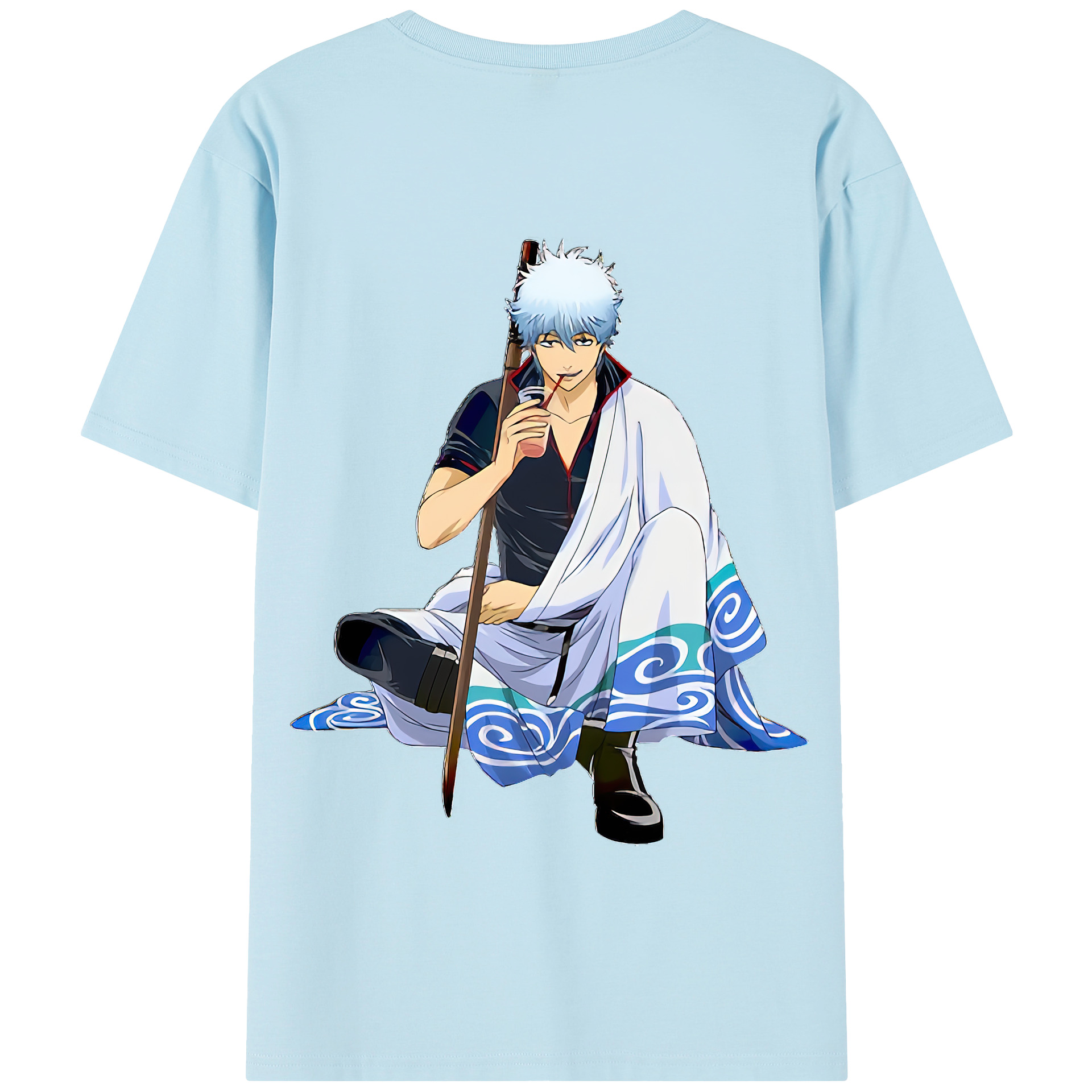 （画像用） ぎんたま 坂田銀時（さかたぎんとき） 神楽 志村新八（しむら しんぱち） GINTAMA Sakata Gintoki Kagura Shimura Shinpachi 綿100％半袖Tシャツ（背面プリント）